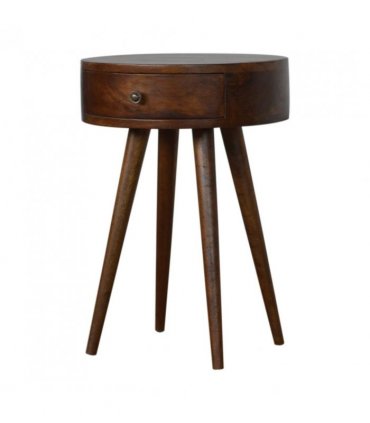 Artisan Furniture Solid Wood Nordic Chestnut Circular Bedside, Brown, 1 Drawer