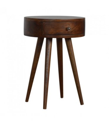 Artisan Furniture Solid Wood Nordic Chestnut Circular Bedside, Brown, 1 Drawer