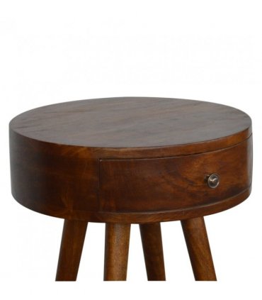 Artisan Furniture Solid Wood Nordic Chestnut Circular Bedside, Brown, 1 Drawer