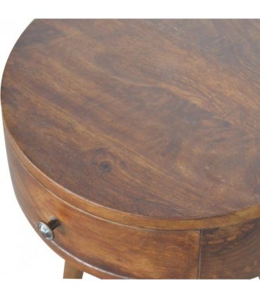 Artisan Furniture Solid Wood Nordic Chestnut Circular Bedside, Brown, 1 Drawer