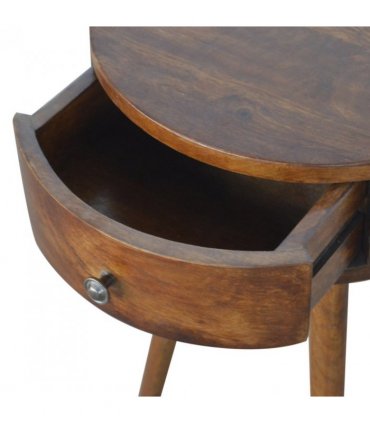 Artisan Furniture Solid Wood Nordic Chestnut Circular Bedside, Brown, 1 Drawer