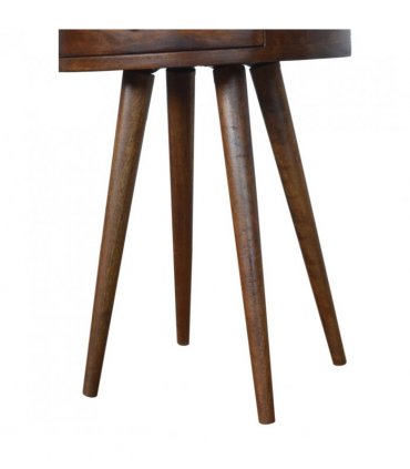Artisan Furniture Solid Wood Nordic Chestnut Circular Bedside, Brown, 1 Drawer