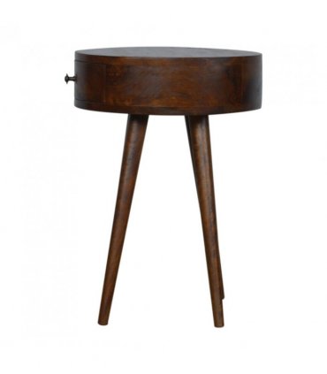 Artisan Furniture Solid Wood Nordic Chestnut Circular Bedside, Brown, 1 Drawer