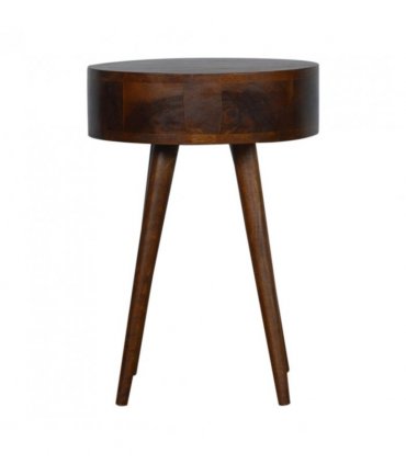 Artisan Furniture Solid Wood Nordic Chestnut Circular Bedside, Brown, 1 Drawer