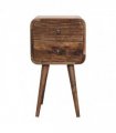 Artisan Furniture Solid Wood Mini Curved Grey Washed Bedside, Brown, 2 Drawers
