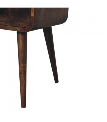 Artisan Furniture Solid Wood Mini Curved Grey Washed Bedside, Brown, 2 Drawers