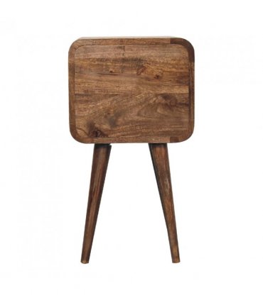 Artisan Furniture Solid Wood Mini Curved Grey Washed Bedside, Brown, 2 Drawers