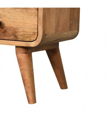Artisan Furniture Solid Wood Mini Curved Oak-ish Media Unit, 2 Drawers, Beige