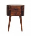 Artisan Furniture Solid Wood Mini Chestnut Rounded Bedside Table, Brown, 2 Drawers
