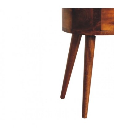 Artisan Furniture Solid Wood Mini Chestnut Rounded Bedside Table, Brown, 2 Drawers
