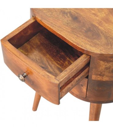Artisan Furniture Solid Wood Mini Chestnut Rounded Bedside Table, Brown, 2 Drawers