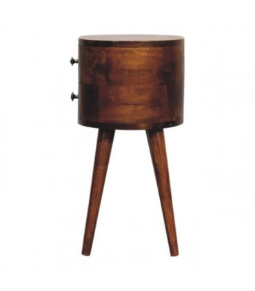 Artisan Furniture Solid Wood Mini Chestnut Rounded Bedside Table, Brown, 2 Drawers
