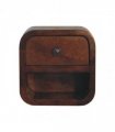 Artisan Furniture Solid Wood Extra Mini Curved Chestnut Bedside with Open Slot, Brown, 1 Drawer