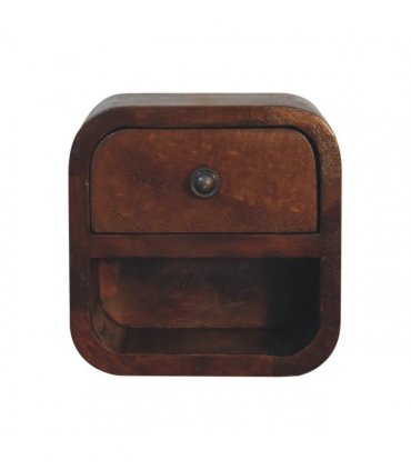 Artisan Furniture Solid Wood Extra Mini Curved Chestnut Bedside with Open Slot, Brown, 1 Drawer