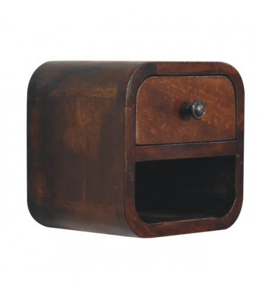 Artisan Furniture Solid Wood Extra Mini Curved Chestnut Bedside with Open Slot, Brown, 1 Drawer