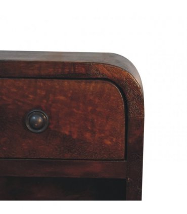 Artisan Furniture Solid Wood Extra Mini Curved Chestnut Bedside with Open Slot, Brown, 1 Drawer