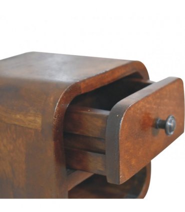 Artisan Furniture Solid Wood Extra Mini Curved Chestnut Bedside with Open Slot, Brown, 1 Drawer