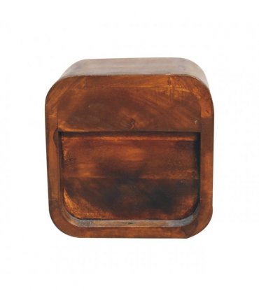 Artisan Furniture Solid Wood Extra Mini Curved Chestnut Bedside with Open Slot, Brown, 1 Drawer