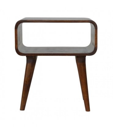 Artisan Furniture Solid Wood Curved Open Chestnut Bedside, Dark Brown, 1 Open Slot