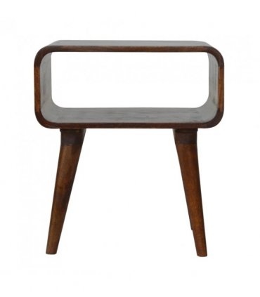 Artisan Furniture Solid Wood Curved Open Chestnut Bedside, Dark Brown, 1 Open Slot