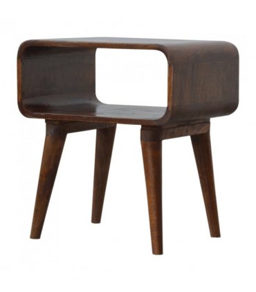 Artisan Furniture Solid Wood Curved Open Chestnut Bedside, Dark Brown, 1 Open Slot