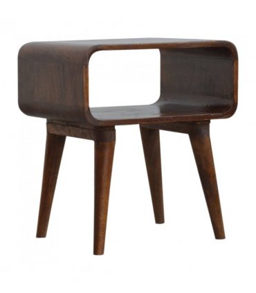 Artisan Furniture Solid Wood Curved Open Chestnut Bedside, Dark Brown, 1 Open Slot