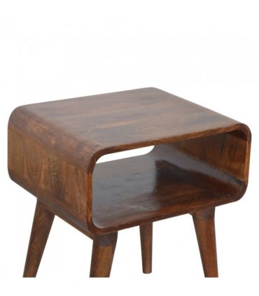 Artisan Furniture Solid Wood Curved Open Chestnut Bedside, Dark Brown, 1 Open Slot
