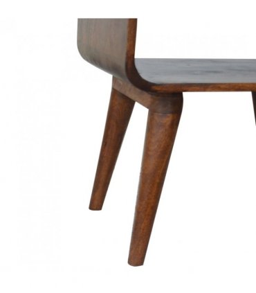 Artisan Furniture Solid Wood Curved Open Chestnut Bedside, Dark Brown, 1 Open Slot