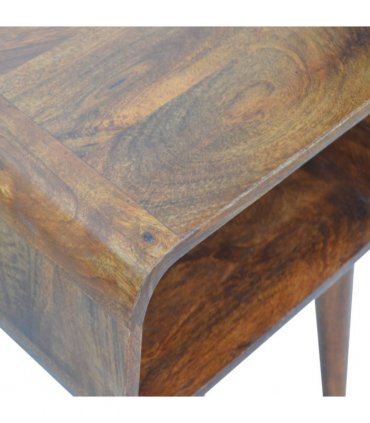 Artisan Furniture Solid Wood Curved Open Chestnut Bedside, Dark Brown, 1 Open Slot