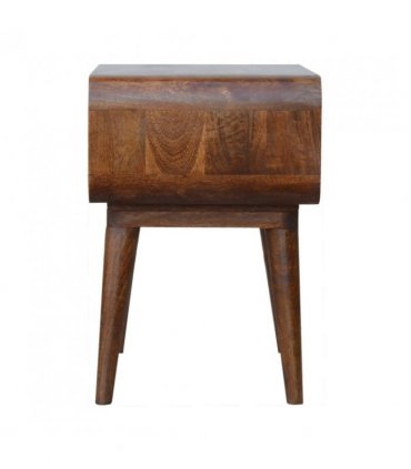 Artisan Furniture Solid Wood Curved Open Chestnut Bedside, Dark Brown, 1 Open Slot