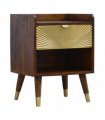 Artisan Furniture Solid Wood Manila Gold One Drawer Bedside, Brown and Gold Color, 1 Drawer, 1 Shelve