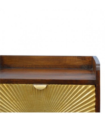 Artisan Furniture Solid Wood Manila Gold One Drawer Bedside, Brown and Gold Color, 1 Drawer, 1 Shelve