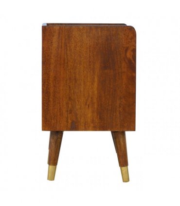 Artisan Furniture Solid Wood Manila Gold One Drawer Bedside, Brown and Gold Color, 1 Drawer, 1 Shelve