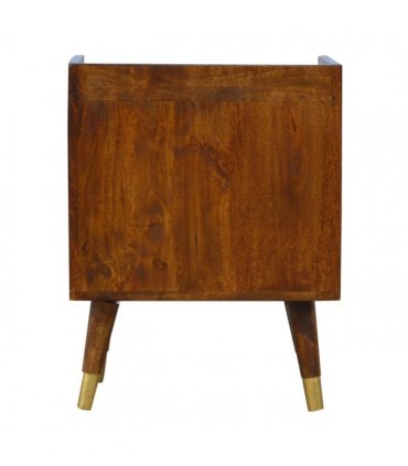 Artisan Furniture Solid Wood Manila Gold One Drawer Bedside, Brown and Gold Color, 1 Drawer, 1 Shelve