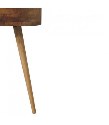 Artisan Furniture Solid Wood Mini Oak-ish Circular Shape Bedside, Brown, 1 Drawer