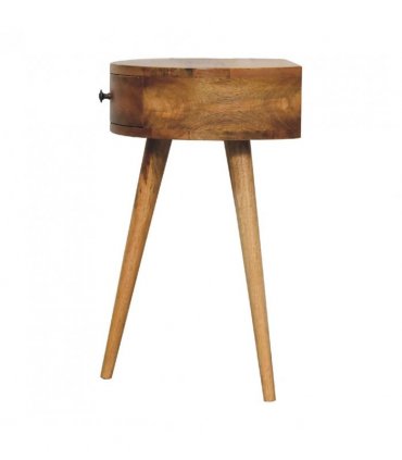 Artisan Furniture Solid Wood Mini Oak-ish Circular Shape Bedside, Brown, 1 Drawer
