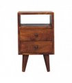 Artisan Furniture Solid Wood Mini Classic Chestnut Bedside, Dark Brown, 2 Drawers, 1 Open Slot