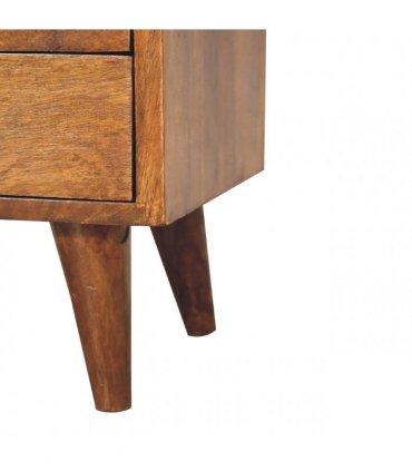 Artisan Furniture Solid Wood Mini Classic Chestnut Bedside, Dark Brown, 2 Drawers, 1 Open Slot