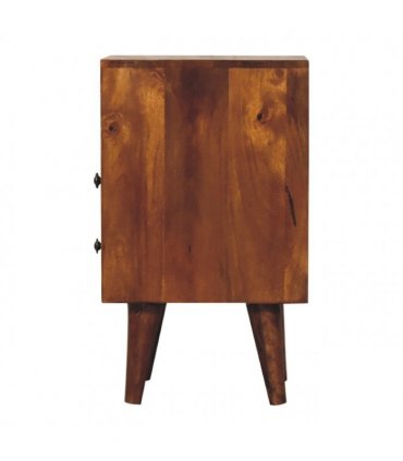 Artisan Furniture Solid Wood Mini Classic Chestnut Bedside, Dark Brown, 2 Drawers, 1 Open Slot