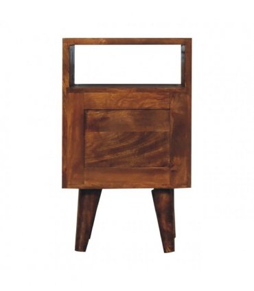 Artisan Furniture Solid Wood Mini Classic Chestnut Bedside, Dark Brown, 2 Drawers, 1 Open Slot