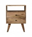 Artisan Furniture Solid Wood Classic Oak-ish Bedside, Beige, 2Drawers