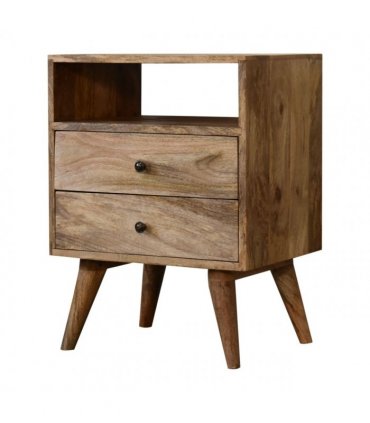 Artisan Furniture Solid Wood Classic Oak-ish Bedside, Beige, 2Drawers