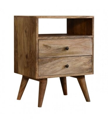 Artisan Furniture Solid Wood Classic Oak-ish Bedside, Beige, 2Drawers