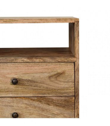 Artisan Furniture Solid Wood Classic Oak-ish Bedside, Beige, 2Drawers