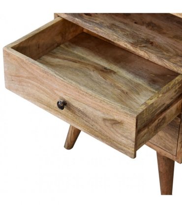 Artisan Furniture Solid Wood Classic Oak-ish Bedside, Beige, 2Drawers