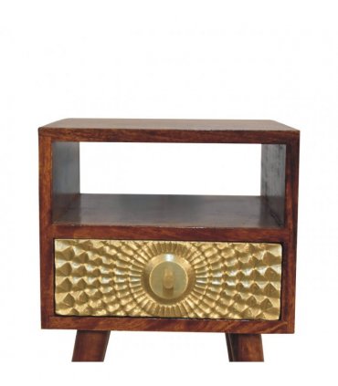Artisan Furniture Solid Wood Eden Mini Bedside, Brown, 1Drawer