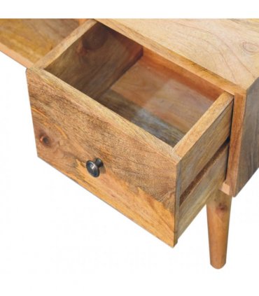 Artisan Furniture Solid Wood Classic Oak-ish Coffee Table, 2 Drawers & 1 Open Slot, Beige