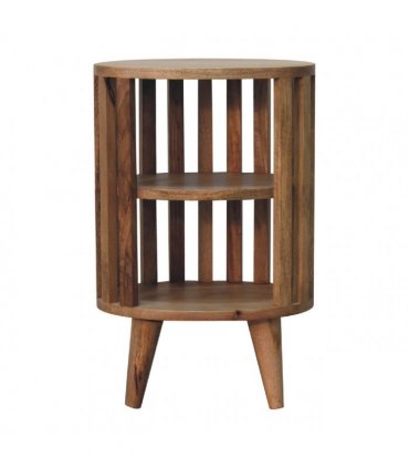 Artisan Furniture Solid Wood Ariella Double Shelf Oak-ish Bedside, Brown, 2 Shelves