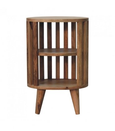 Artisan Furniture Solid Wood Ariella Double Shelf Oak-ish Bedside, Brown, 2 Shelves