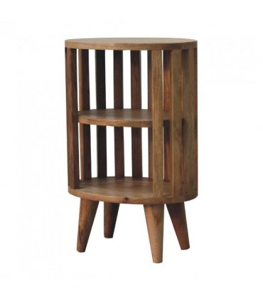 Artisan Furniture Solid Wood Ariella Double Shelf Oak-ish Bedside, Brown, 2 Shelves